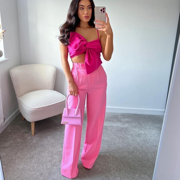 ZARA Wide Leg Pants Pink - Picture 4 of 5